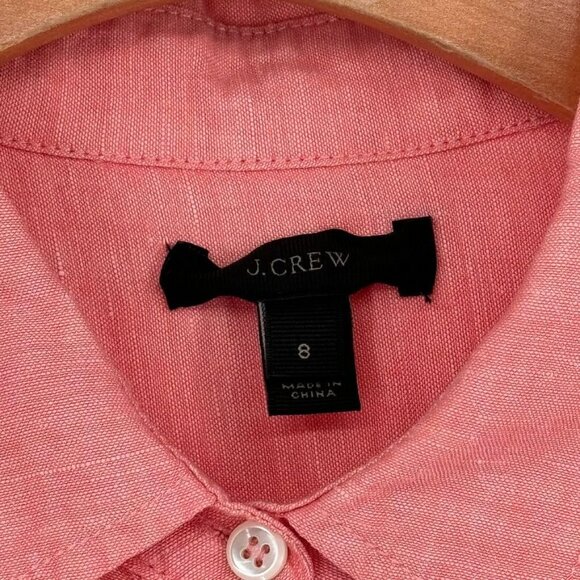 J. Crew Womens Coral Button-Up Shirt top tunic  Size 8 Linen Blend long sleeve - Picture 3 of 12